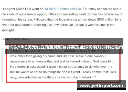 如何以50亿美元创立新篮球联赛并实现全球影响力的详细指南